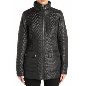 Via Spiga Black Zig Zag Quilted Jacket with Snap Details & Front Pockets Size XS